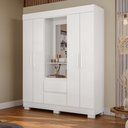 Ver imagem 3 de Guarda Roupa Acp Isabely 4 Portas com Espelho e Pés - Branco