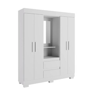 Guarda Roupa Acp Isabely 4 Portas com Espelho e Pés - Branco