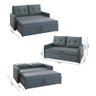 Sofá Icaria 3 em 1 Sofá Chaise Cama 1,50m Cinza Casal - 2