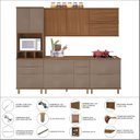 Ver imagem 6 de Cozinha Modulada Paneleiro 4 Portas com Nicho Forno Aéreo 2 Portas 120cm Balcão com Tampo 120cm 2 Aéreos geladeira 80cm Completa 6 Peças Madri