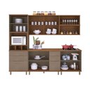 Ver imagem 5 de Cozinha Modulada Paneleiro 4 Portas com Nicho Forno Aéreo 2 Portas 120cm Balcão com Tampo 120cm 2 Aéreos geladeira 80cm Completa 6 Peças Madri