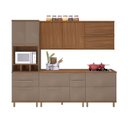 Ver imagem 3 de Cozinha Modulada Paneleiro 4 Portas com Nicho Forno Aéreo 2 Portas 120cm Balcão com Tampo 120cm 2 Aéreos geladeira 80cm Completa 6 Peças Madri