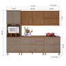 Cozinha Modulada Paneleiro 4 Portas com Nicho Forno Aéreo 2 Portas 120cm Balcão com Tampo 120cm 2 Aéreos geladeira 80cm Completa 6 Peças Madri - 4