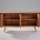 Ver imagem 3 de Buffet 4 Portas MDF Pés em Madeira Maciça Mel 180cm Vigo Marrom