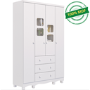 Ver imagem 3 de Guarda Roupa Uli 4 3 Gavetas 100%mdf Branco Peroba Móveis