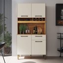Ver imagem 1 de Armário de Cozinha Compacta com 4 Portas 1 Gaveta 102cm 100% MDF Geórgia Espresso Móveis Bege/Amêndoa/Off White