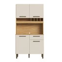 Ver imagem 2 de Armário de Cozinha Compacta com 4 Portas 1 Gaveta 102cm 100% MDF Geórgia Espresso Móveis Bege/Amêndoa/Off White