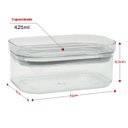 Ver imagem 3 de Kit com 3 Potes Herméticos Empilháveis Transparentes 425ml:Cinza claro