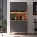 Ver imagem 1 de Armário de Cozinha Compacta com 4 Portas 1 Gaveta 102cm 100% MDF Geórgia Espresso Móveis Cinza/Amêndoa/Chumbo