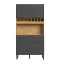 Ver imagem 2 de Armário de Cozinha Compacta com 4 Portas 1 Gaveta 102cm 100% MDF Geórgia Espresso Móveis Cinza/Amêndoa/Chumbo