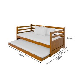 Sofá Cama com Cama Auxíliar em Madeira Enjoy - Imbuia - 4