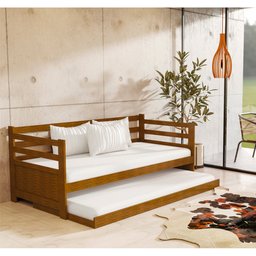 Sofá Cama com Cama Auxíliar em Madeira Enjoy - Imbuia - 1