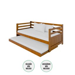Sofá Cama com Cama Auxíliar em Madeira Enjoy - Imbuia - 2