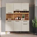 Ver imagem 1 de Armário de Cozinha Compacta com 6 Portas 1 Gaveta 151cm 100% MDF Geórgia Espresso Móveis Bege/Amêndoa/Off White