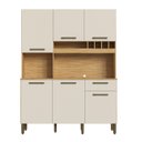 Ver imagem 2 de Armário de Cozinha Compacta com 6 Portas 1 Gaveta 151cm 100% MDF Geórgia Espresso Móveis Bege/Amêndoa/Off White
