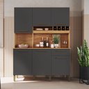 Ver imagem 1 de Armário de Cozinha Compacta com 6 Portas 1 Gaveta 151cm 100% MDF Geórgia Espresso Móveis Cinza/Amêndoa/Chumbo