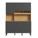 Ver imagem 2 de Armário de Cozinha Compacta com 6 Portas 1 Gaveta 151cm 100% MDF Geórgia Espresso Móveis Cinza/Amêndoa/Chumbo
