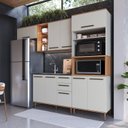 Ver imagem 1 de Cozinha Modulada Compacta Isabelle 4 Peças com Torre Quente para 2 Fornos Bege/Freijó/Arenas