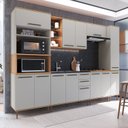Ver imagem 1 de Cozinha Modulada Isabelle 6 Peças com Torre Quente para 2 Fornos Bege/Freijó/Arenas
