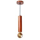 Ver imagem 1 de Luminária Pendente Cilindro Tubo de Madeira Maciça 1 Metro E27 Lustre - Cor Mogno