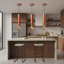 Ver imagem 4 de Luminária Pendente Cilindro Tubo de Madeira Maciça 1 Metro E27 Lustre - Cor Mogno