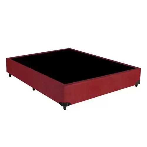 Base Box Casal Blindado Suede Vermelho - 1