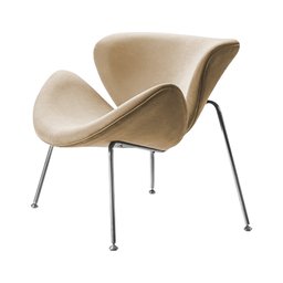 Poltrona Design Trevo Suede Bege Base Cromada - 2