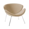 Poltrona Design Trevo Suede Bege Base Cromada - 1