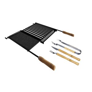 Grelha Parrilla com Chapa auxiliar + Talheres de Churrasco