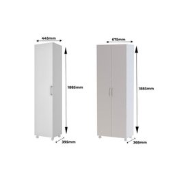 Conjunto Lavanderia Armário 1 Porta e Armário 2 Portas 3 Prateleiras Pés Rodízio em Mdp - 3