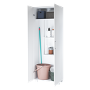 Ver imagem 4 de Conjunto Lavanderia Armário 1 Porta e Armário 2 Portas 3 Prateleiras Pés Rodízio em MDP Branco