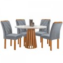 Ver imagem 2 de Mesa de Jantar 4 Lugares Kansas/Arthus com Vidro Cinamomo/Off White/Suede Cinza 17991 - Cel Móveis
