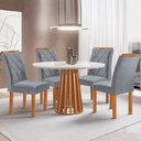 Ver imagem 1 de Mesa de Jantar 4 Lugares Kansas/Arthus com Vidro Cinamomo/Off White/Suede Cinza 17991 - Cel Móveis