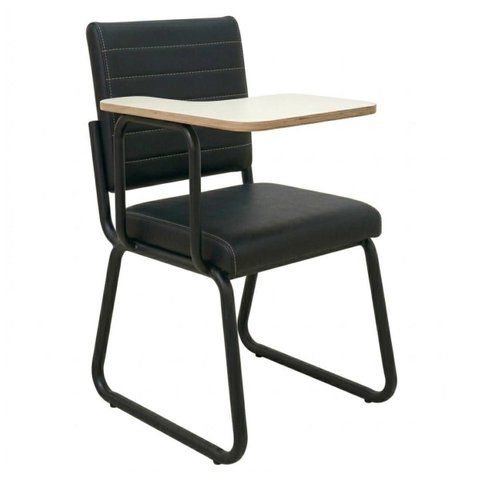 Poltrona Universitária Trix Estofada com Prancheta Fixa - Corino Preto - 35121