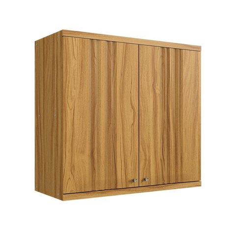 Armário Aéreo de Cozinha 80cm com 2 Portas Caneladas 100% MDF Noruega Espresso Móveis Marrom/Amendoa
