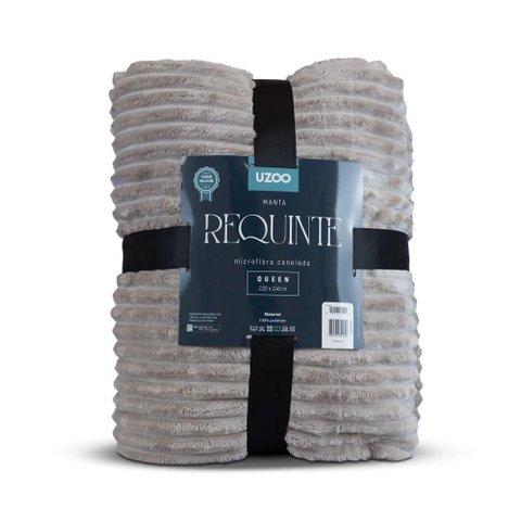 Manta Microfibra Requinte Queen Canelada 220x240cm - Uzoo Manta Microfibra Flannel Requinte Queen