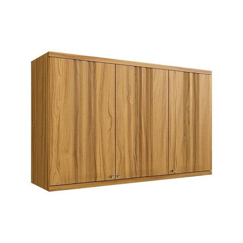 Armário Aéreo de Cozinha 120cm 3 Portas Caneladas 100% MDF Noruega Espresso Móveis Marrom/Amendoa