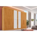 Ver imagem 1 de Guarda Roupa Casal 6 Portas Ripadas (2 C/ Espelho) e 6 Gavetas Potente Peroba - Europa