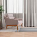 Ver imagem 1 de Poltrona com Almofada de Encosto Solta Detalhes em Puxes no Estofado e Base em Madeira Arredo Espres