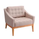 Ver imagem 2 de Poltrona com Almofada de Encosto Solta Detalhes em Puxes no Estofado e Base em Madeira Arredo Espres