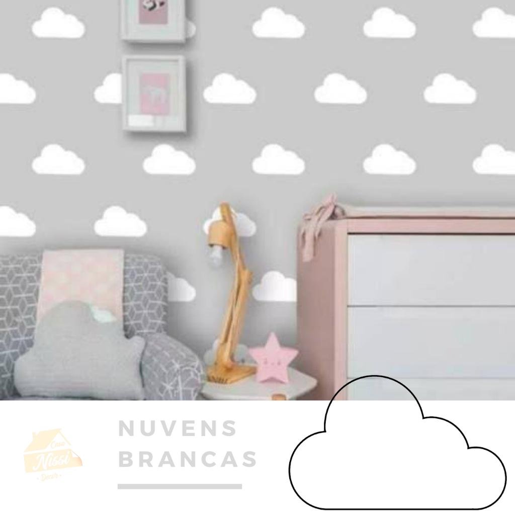 Kit Adesivos para Parede Nuvens Branca quarto infantil bebe
