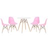 Mesa Eames 70 Cm Branco + 4 Cadeiras Eiffel Dsw Rosa Claro - 1