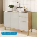 Ver imagem 6 de Balcão de Cozinha 120cm com 2 Portas 3 Gavetas e Tampo 100% MDF Noruega Espresso Móveis Bege/Amêndoa