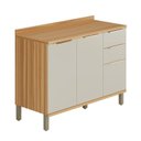 Ver imagem 1 de Balcão de Cozinha 120cm com 2 Portas 3 Gavetas e Tampo 100% MDF Noruega Espresso Móveis Bege/Amêndoa