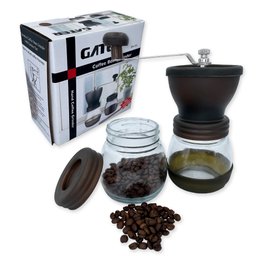 Moedor de Café Manual Vidro Plastico Inox Ceramica - Marrom - 2