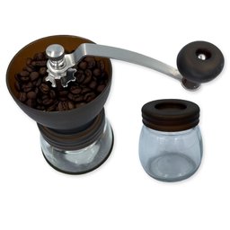 Moedor de Café Manual Vidro Plastico Inox Ceramica - Marrom - 4
