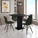 Ver imagem 1 de Mesa Jantar Londres Quadrada Preta 90cm 4 Cadeiras Eames Estofadas Verde Madeira