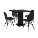 Ver imagem 6 de Mesa Jantar Londres Quadrada Preta 90cm 4 Cadeiras Eames Estofadas Verde Madeira