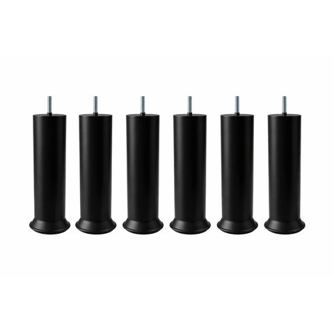 Kit para Cama Box Solteiro com 4 Pes e 2 Rodizio Preto Altura 13cm