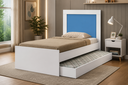 Ver imagem 3 de Cama Solteiro com Cama Auxiliar Modelo Bibox para Quarto Infantil e Juvenil:Branco/Azul